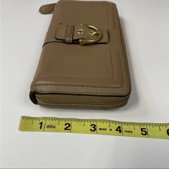 Coach Womens Wallet Zip Around Accordion Solid Beige Leather #0943 - Picture 12 of 15